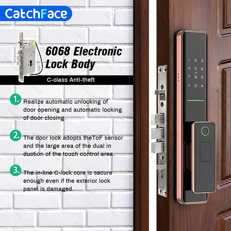 TUYA WIFI Smart Fingerprint Door Lock APP Lock Unlock Security Lock Electronic Mortise Door Lock