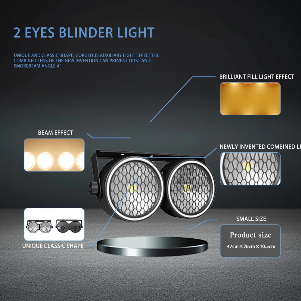 2Eyes COB Blinder Lights DMX512 White&Warm White 200W Par Retro Stage with Strip LED COB Audience Light for DJ Disco Wedding