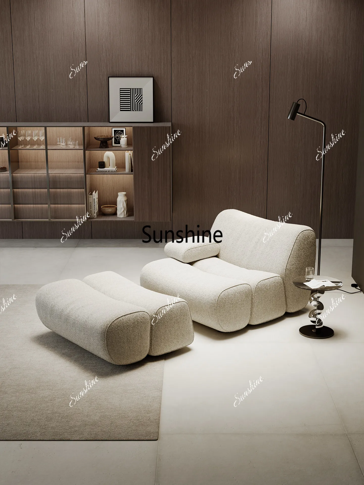 Italian light luxury design living room single sofa chair module arc combination