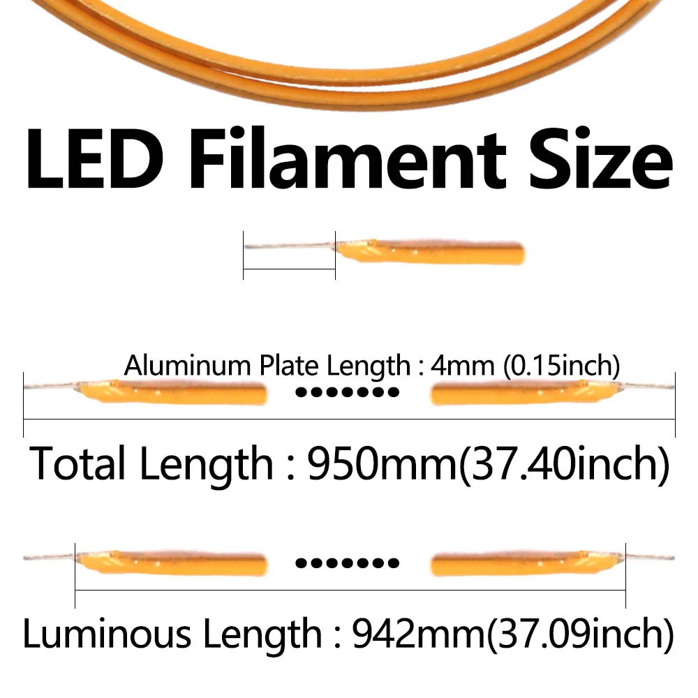 Żarnik LED 950mm DC21-21.5V 200mA elastyczny żarnik LED żarówka edisona żarowe akcesoria do świateł diody ciepły biały 2200K DIY