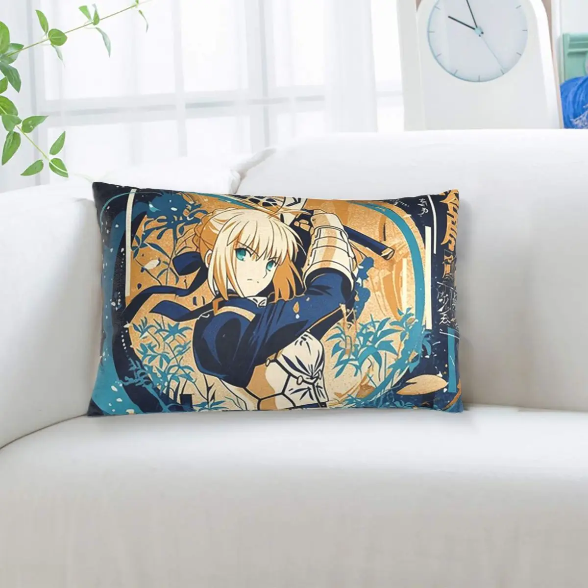 Saber Artoria Battle Ready Fate Stay Night Anime Rectangle Pillowcase Cushion Cover Decorative Bedroom Bed Home Throw Pillow