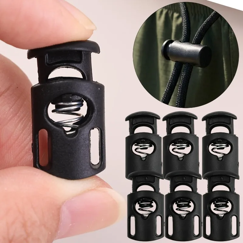 10-300pcs Plastic Black Cord Lock Spring Clasp Stop Single Hole Drawstring Stopper Toggles for DIY Bag Clothing Accessories