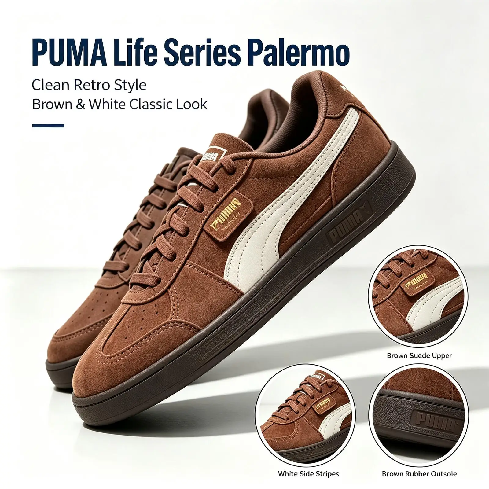 PUMA Life Series Palermo 396463-56 Unisex Premium Low Top Casual Sneakers Non Slip Gum Sole Multiple Colors Shoes Free returns