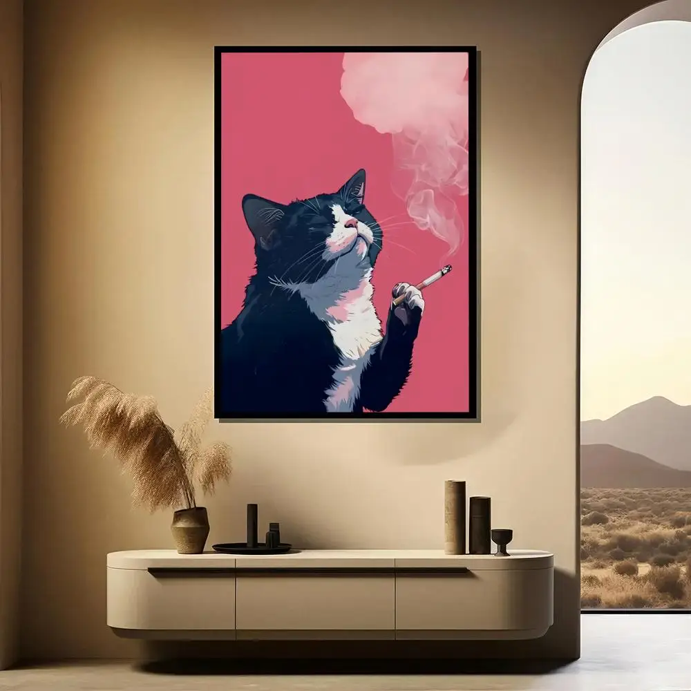 Vintage Cat Smoking Cigarette Digital Wall Art, Funny Cat Wall Art Printable, Funny Cat Poster, Animal Art, Quirky Decor, Digita