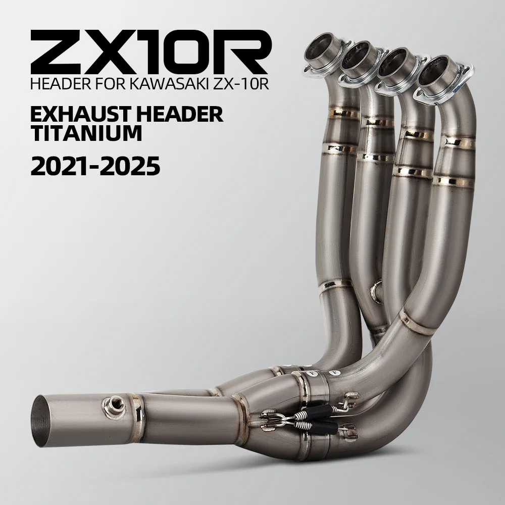 

For Kawasaki ZX10R ZX-10R 2021-2025 Motorcycle Exhaust Manifold Titanium Front Link Pipe Kit Compatible Original Escape Muffler