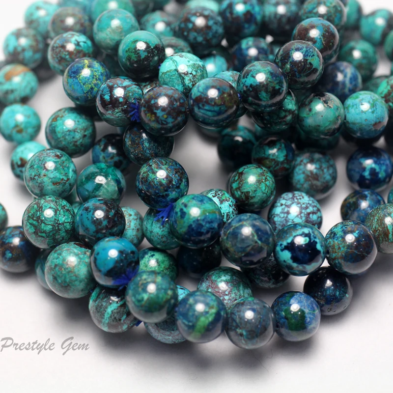 Meihan Natural AAA Chrysocolla Bracelet Smooth Round Loose Beads For Jewelry Making Design DIY