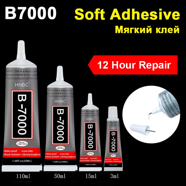 แผ่นกาว B7000สำหรับซ่อมโทรศัพท์แบบใสขนาด15มล. 25มล. 50มล. 110มล. B-7000แบบทำมือพร้อมอุปกรณ์ที่มีความแม่นยำ