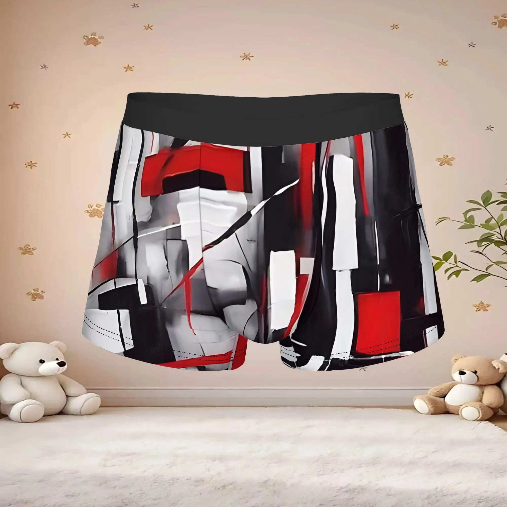 1pc Popular Abstract Black And White And Red Apron boxers  adults  Homme Panties Men's Underwear Ventilate Shorts Boxer Briefs