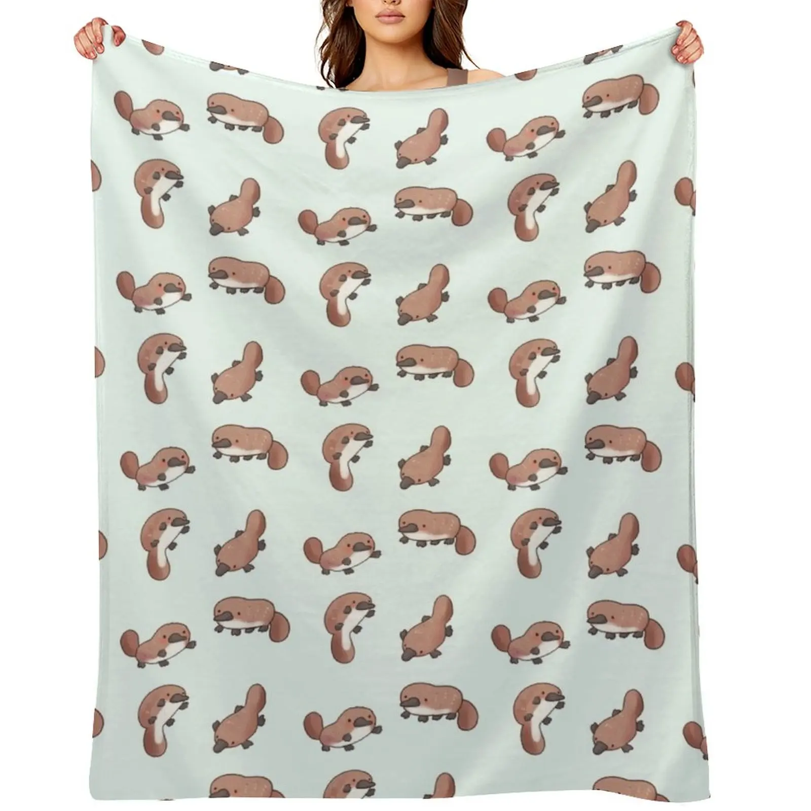 

Cute platypus pack Throw Blanket Flannels Sofas decorative Multi-Purpose Blankets