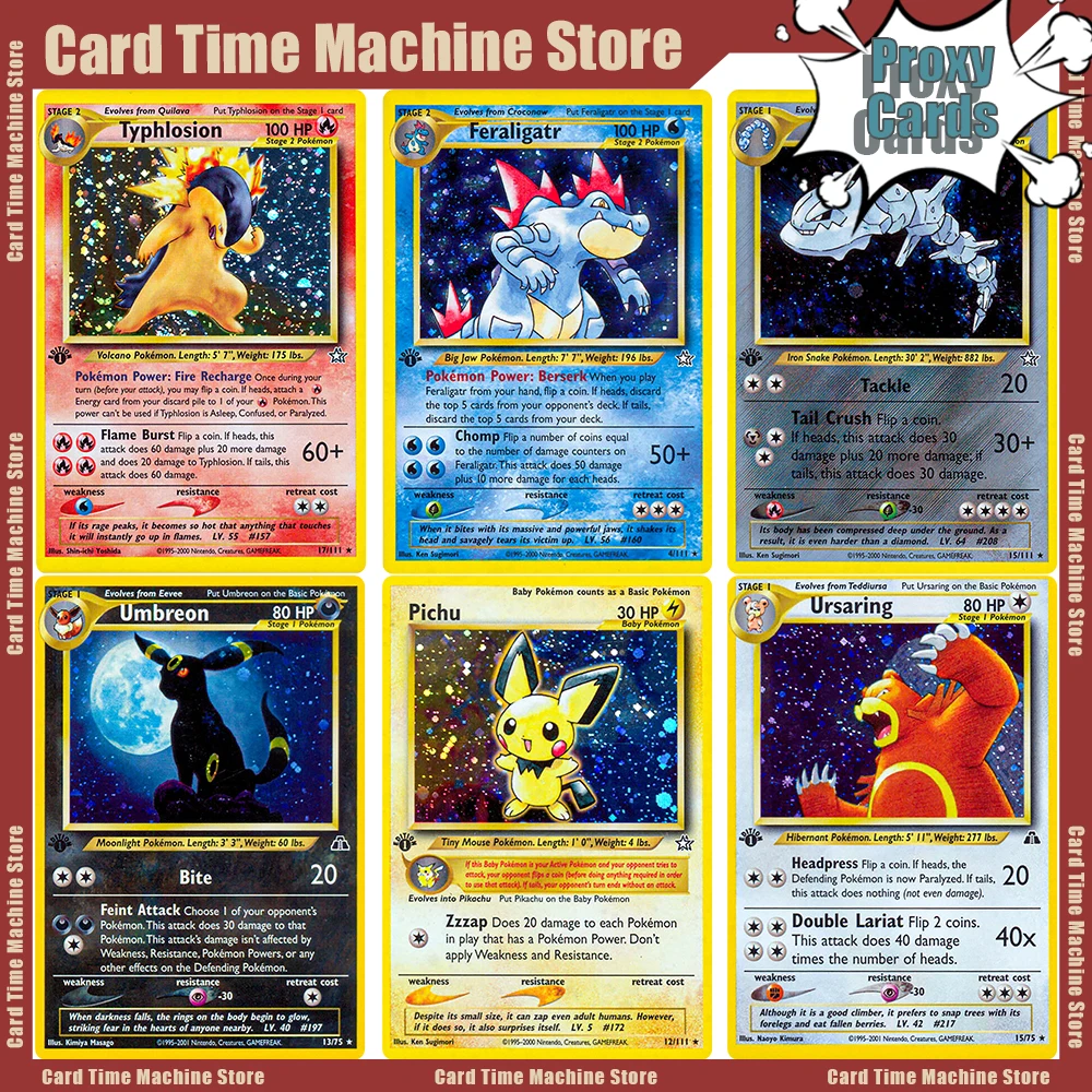 

Карты покемонов Прокси Фольга Scizor Smeargle Tyranitar Umbreon Ursaring GENESIS Редкая Cleffa Kingdra Discovery Lugia Wobbuffet PTCG