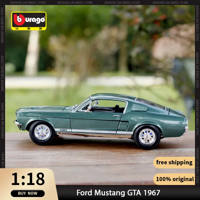 

1:18 Maisto Ford Mustang GTA 1967 1968 Fastback Vintage Car Alloy Luxury Vehicle Diecast Model Edition Car Toys Collection Gift