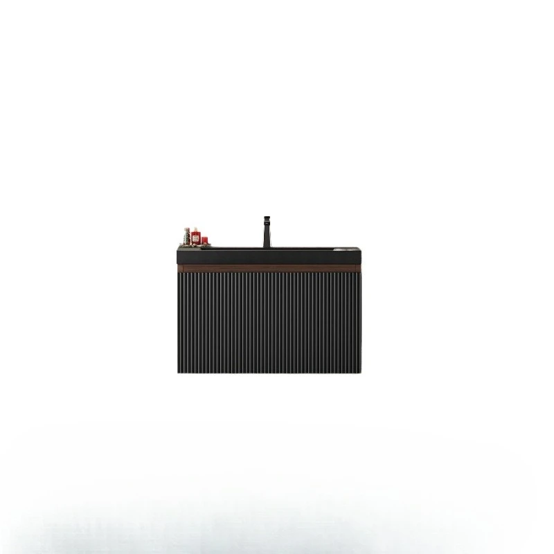 

24'' Floating Bathroom Vanity with Sink, Wall-Mounted Striped Bathroom Storage Cabinet with Soft-Close Drawers and Black Quartz Sand Basin, Fully Assembled, Smoked Walnut