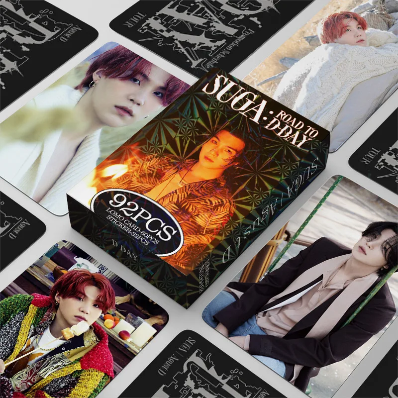 60+32Pcs/Set Kpop SUGA Lomo Card Idol Suga D-DAY Postcard Album New Photo Print Cards Picture For Fans Collectible Cards