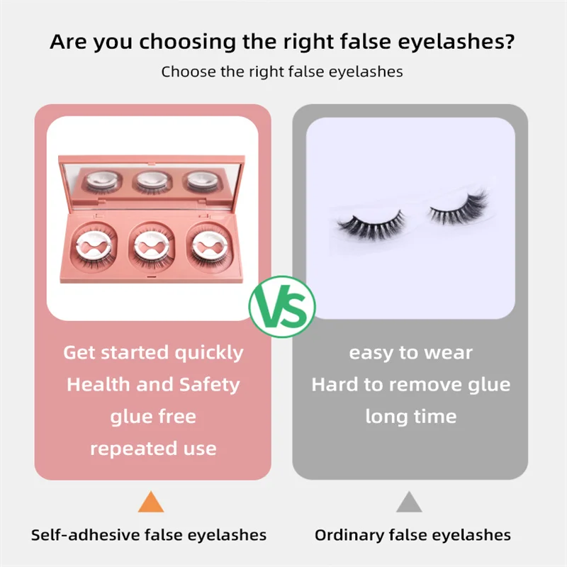 3 Seconds Quick Stick No glue Need Self-Adhesive Spare tape Strip Built-in mirror False Eyelash