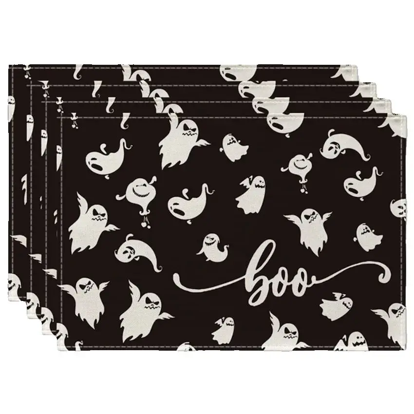 Halloween meal flag cotton linen printed table mat living room dining table decoration dining table mat cross-border western res