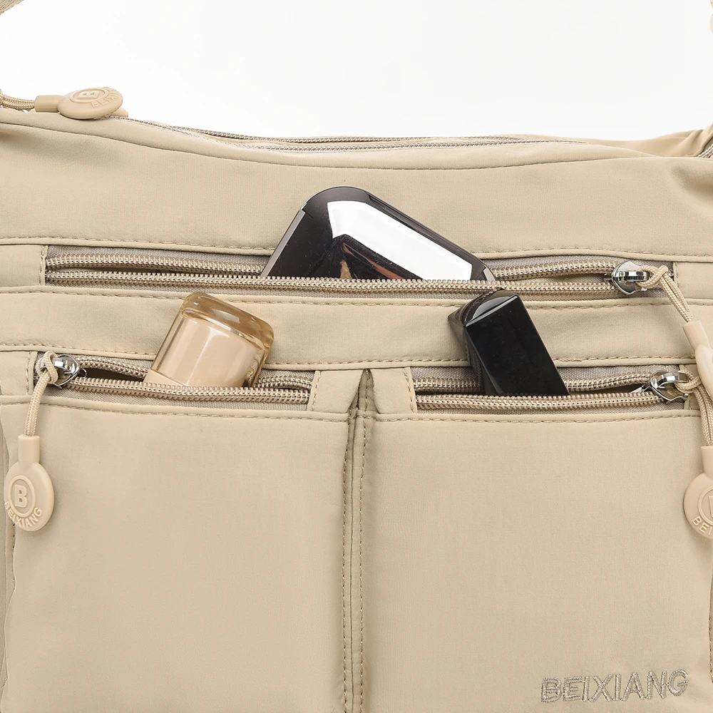 Leichte Damen-Umhängetasche aus Nylon mit mehreren Taschen, lässiger Oxford-Stoff-Reiserucksack, großer Tagesrucksack, Schultertasche B – Detail 8