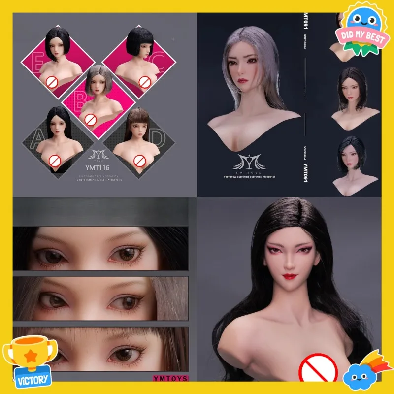 

Presale YMT091/116/095 1/6 Scale Female Soldier Beauty Head Carving Model for 12-inch Action Figures PH Pale Body Accessories