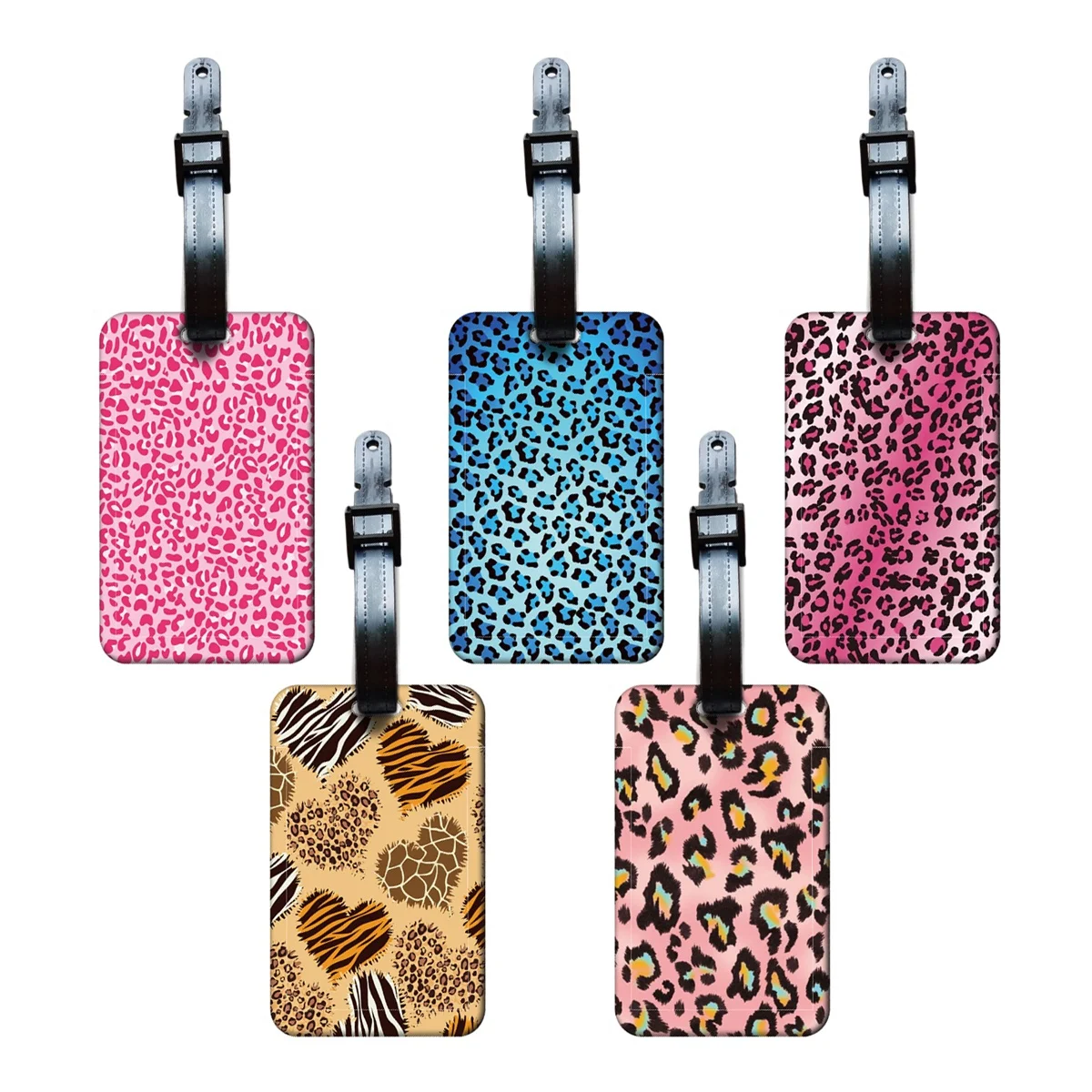 Leopard Print Luggage Tag Colorful Luggage Tag Label for Travel Women Funny Backpack Suitcase Tag Name ID Identifier Durable
