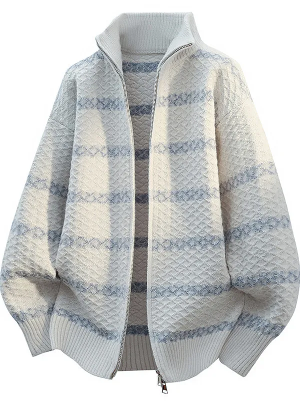 

Утепленный мужской вязаный свитер на осень-зиму с высоким воротником, модный базовый слой, открытый кардиган из полиэфирного волокна, длинный рукав