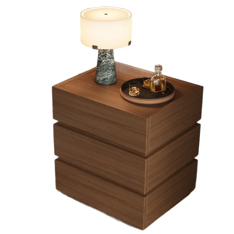 Nordic Light Luxury Nightstand Two-tone Double Drawer Bedside Table Modern Minimalist Bedroom Storage Cabinet Multifunctional Ho