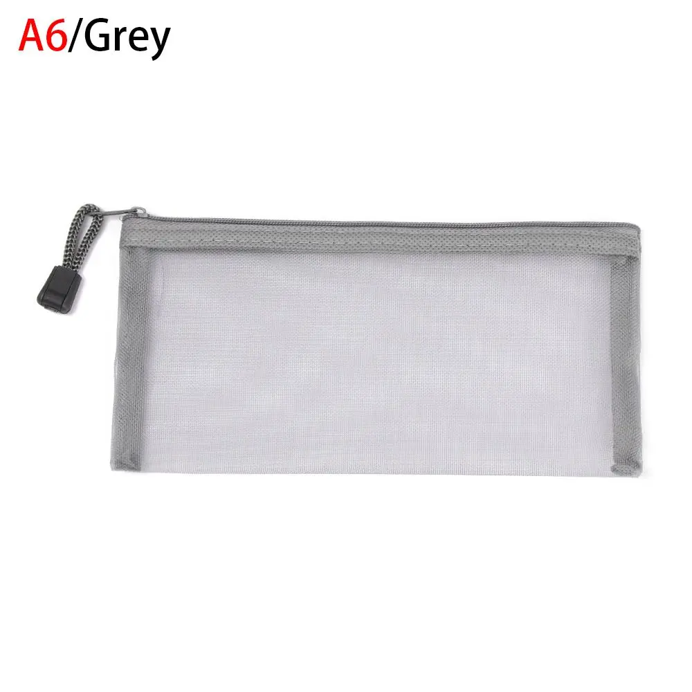 1pc Fashion Nylon Coin Purse Cosmetic Stationery Makeup Mesh Pen Bag Cosmetic Storage Zipper Pencil Case Transparent Grid