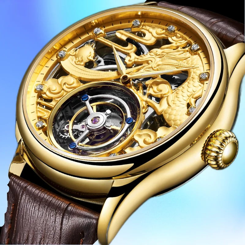 AESOP Men Flying Tourbillon Movement Mechanical Automatic Luxury Watches Wristwatches Skeleton Watch Brand For Man Sapphire
