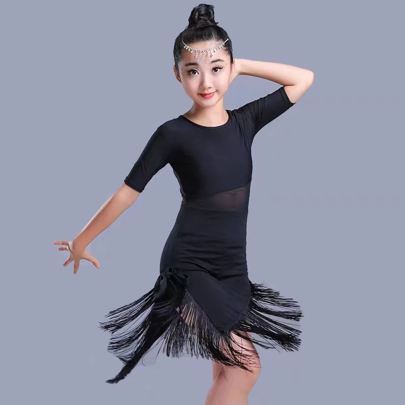 Abito con frange latine Sexy Ballroom Salsa latina vestito da ballo vestiti Samba Costume da ballo bambini bambino vestito da ballo latino per ragazze