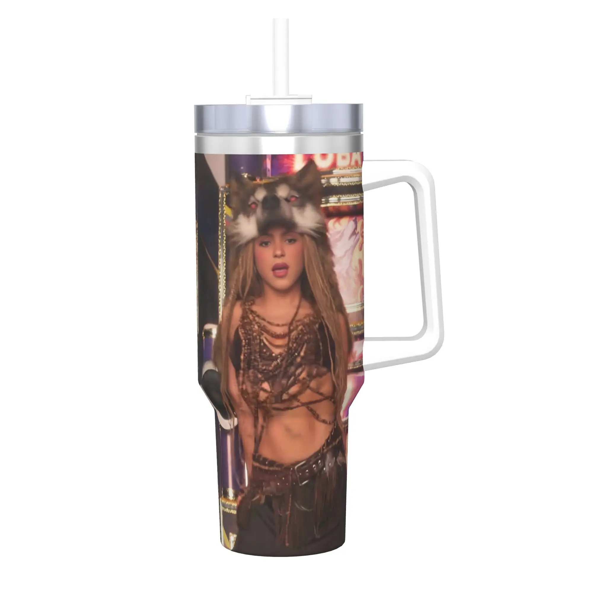 Shakira Singer Tumbler With Straw  Stainless Steel Tumblers Mug Double Wall Vacuum Insulated for Cold Or Hot 40oz