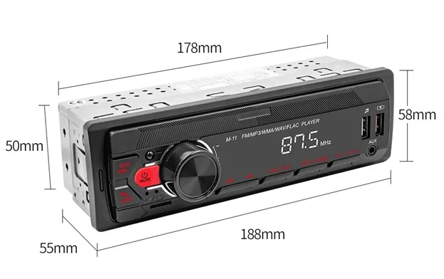 HENMALL  Car MP3 Player M11 1DIN Bluetooth USB charging FM Radio USB/SD/AUX Input In Dash