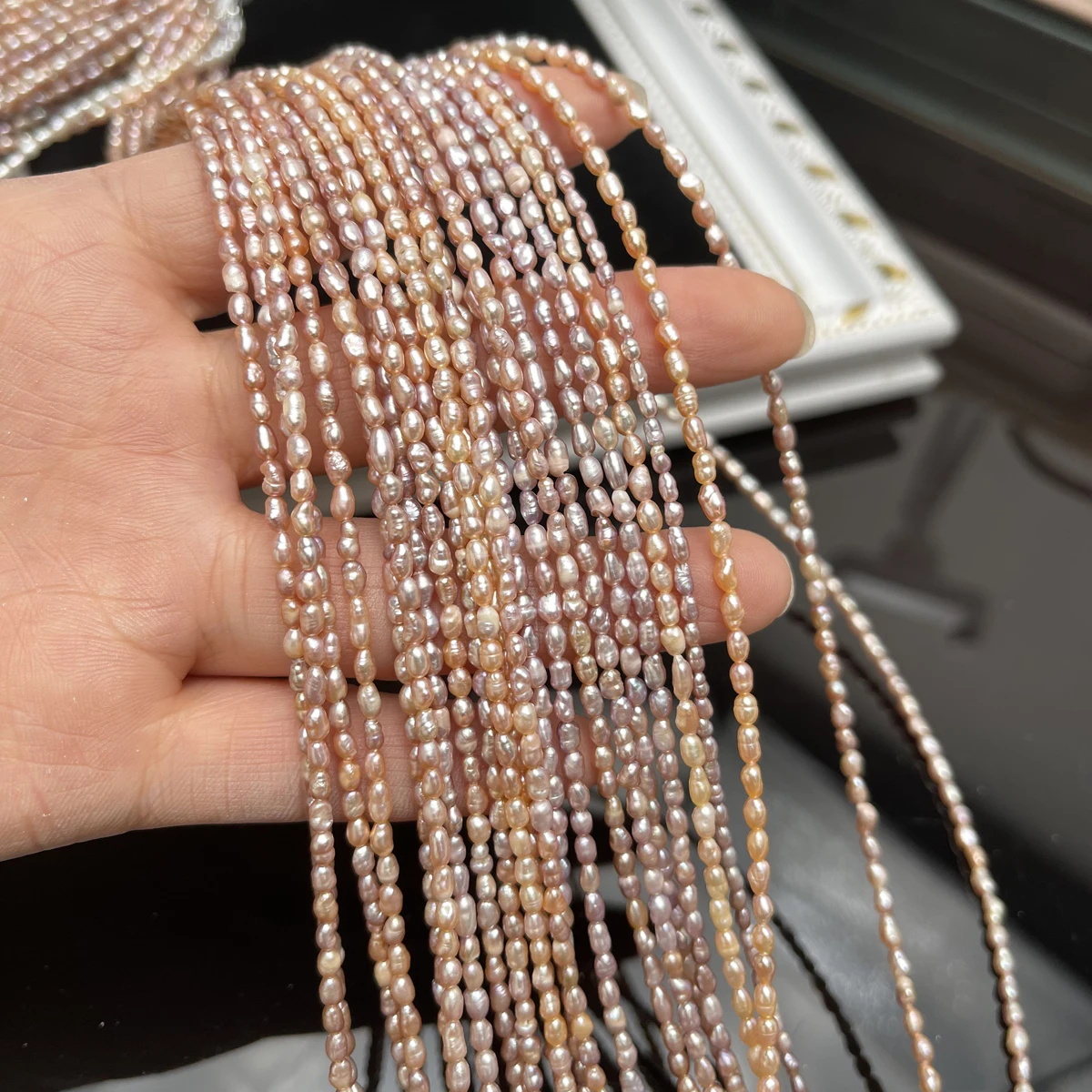 

2-2.5mm Natural Freshwater Mini Small Rice Orange Bead Jewelry Make DIY Necklace Earring Bracelet Accessory Women Gift Wholesale