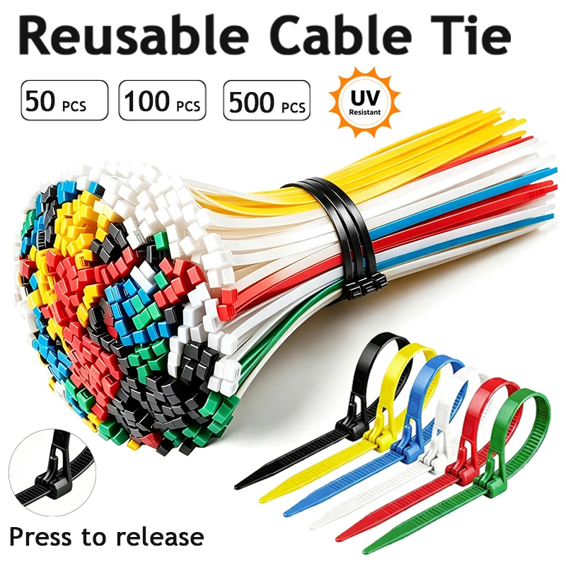 50-500pcs 3.6*200 Plastic Reusable Cable Zip Tie Nylon May Wrap Straps Ties Slipknot Loose SlipknotRecycle Organizer Detachable