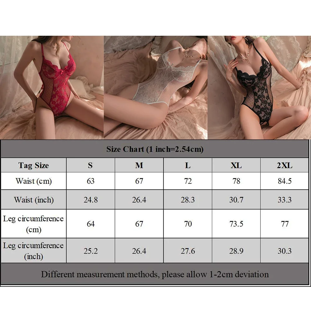 Bodysuit Women Crotchless Lingerie Set Sexy Lace Transparent Underwear Backless Erotic Deep V Nightwear Porno Clubwear