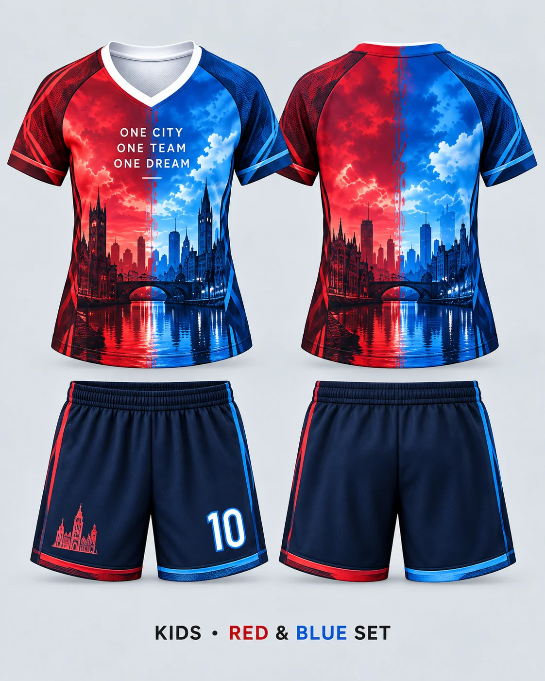 What Color Is The Sky Over Manchester——2026 New Kids' Football Fan Jersey Set Quick Dry V-neck Tee For Match Support Fan Apparel