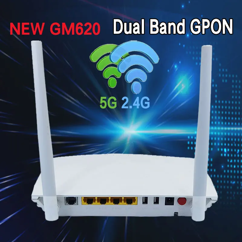 GM620 Gpon Ont ONU FTTH Dual Band 1GE 3FE 2.4G/5G wifi English version modem 100% Original New network terminal