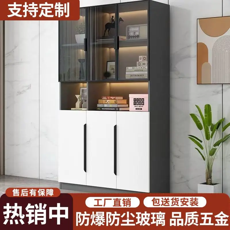 Custom. Display Cabinet Floor Glass Door Hand-Made Storage Cabinet Wall Bookshelf Dust-Proof Cabinet Storage Multi-Layer