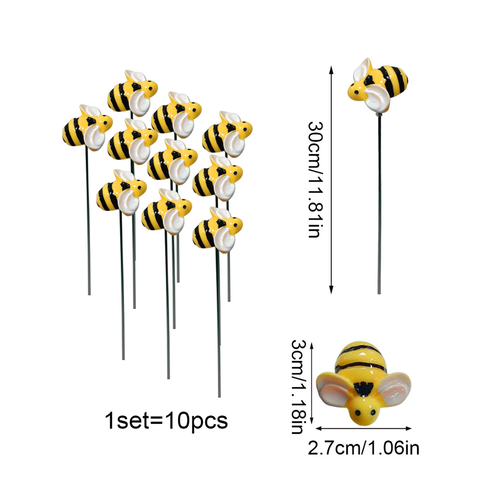 10pcs Ladybugs Design Outdoor Garden Stakes Courtyard Sign with Small Insects Lawn Stakes Ornaments for Flower Beds