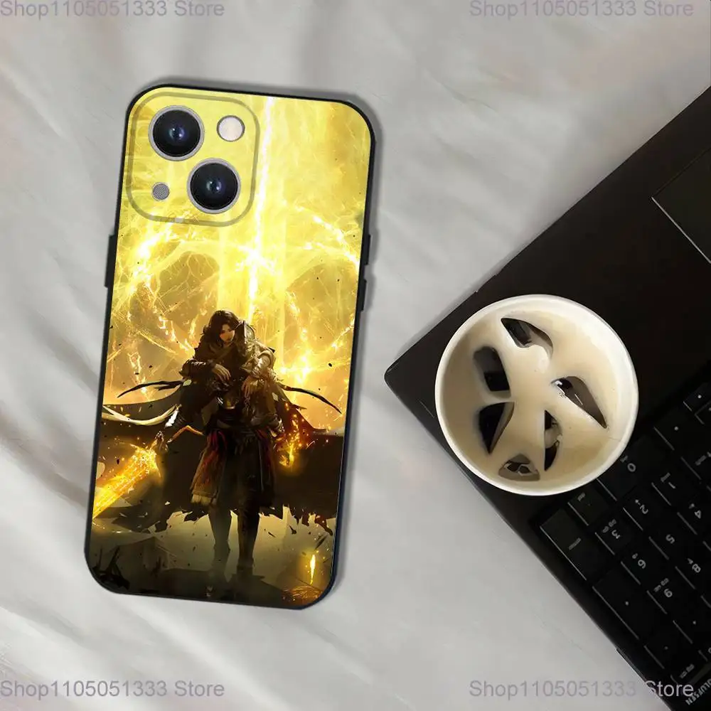 Hot Games E-Eldens R-Rings Telefoonhoesje voor iPhone 17,16,15,14,13,12,11,Pro,XS,Max,XR,Plus,E,SE4,Mini Zwarte Soft Cover