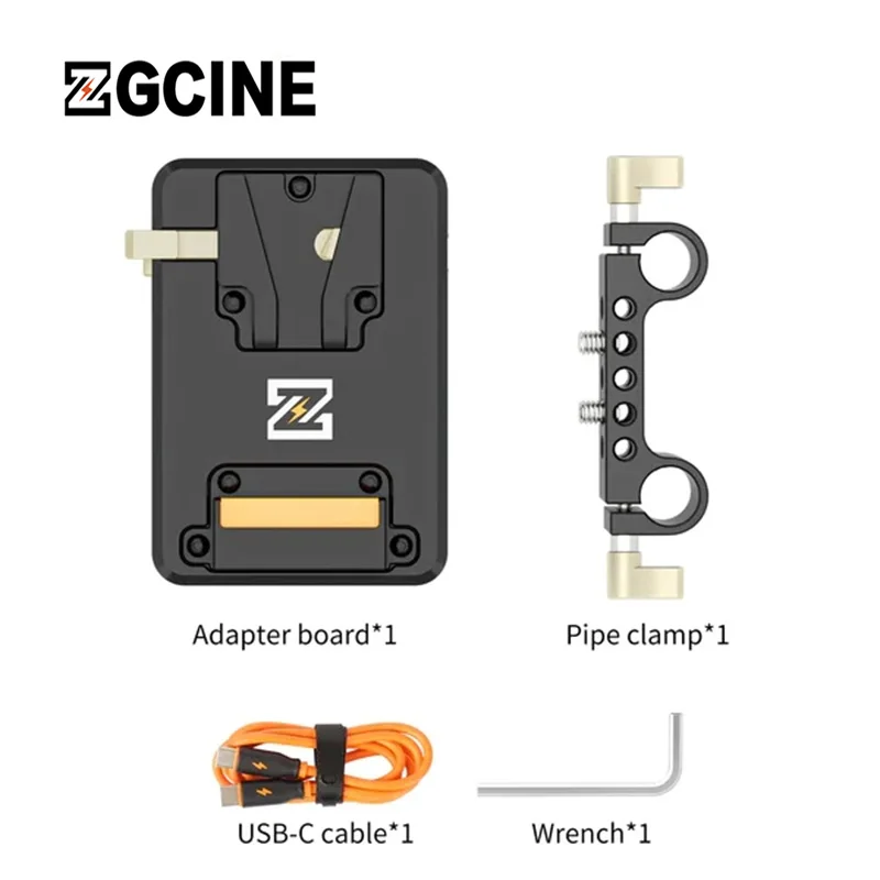 ZGCINE VM-VP2 Kit1 V-Mount Battery Plate with Clamp Support USB-C PD Input Output/DC/D-TAP/LEMO Output for DSLR Camera Camcorder
