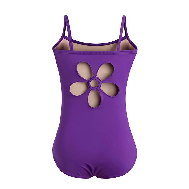 หญิง Camisole บัลเล่ต์ Leotard เงาเลื่อมเต้นรํา Leotard ดอกไม้ Cutout กลับเต้นรํา Bodysuit