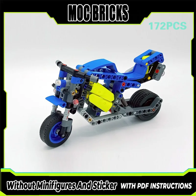 

Конструктор City Car Model MOC: Современный синий мотоцикл, модульные технологичные блоки, подарки, праздничный набор для сборки, детские игрушки