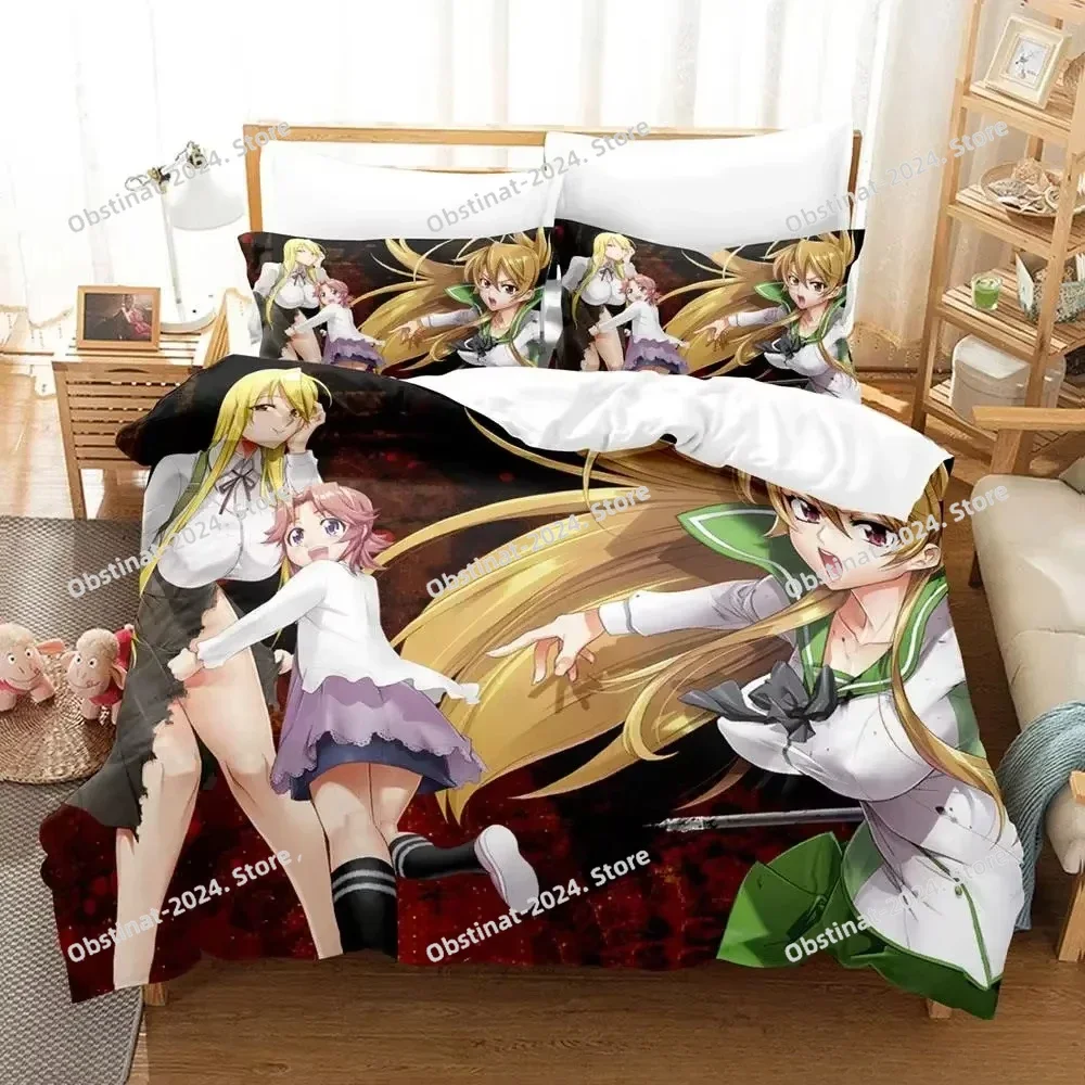 

Anime Sexy Girl Highschool of the Dead Printed Bed Set Duvet Cover Pillowcase Bedding Set Linen Sheet Quilt Cover Full King Size