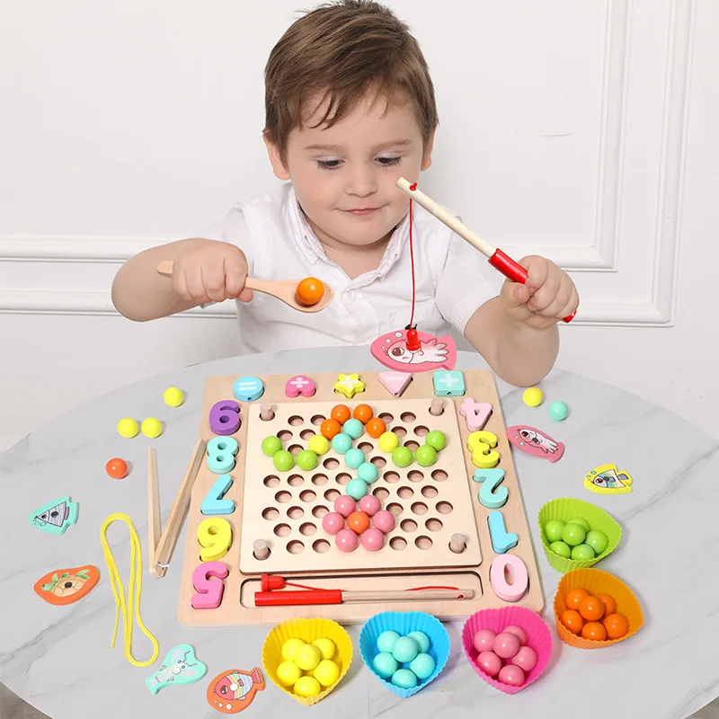 

NEW Kids Montessori Educational Wooden Toys Hands Brain Training Clip Beads Math Toys Baby Early Educational Gifts for Children