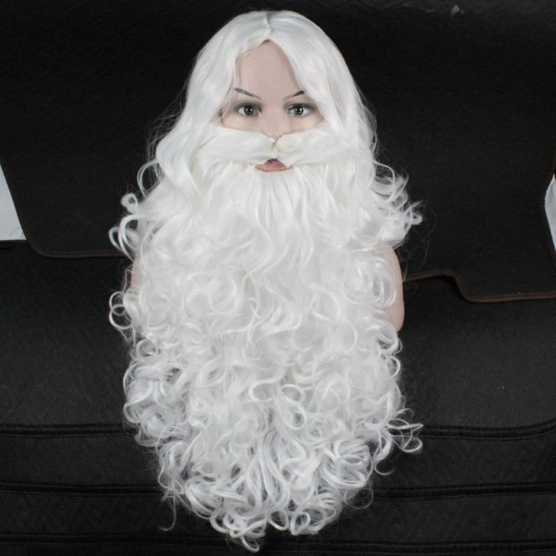 Disfraz Papá Noel, peluca y barba Papá Noel, conjunto para Cosplay, Navidad