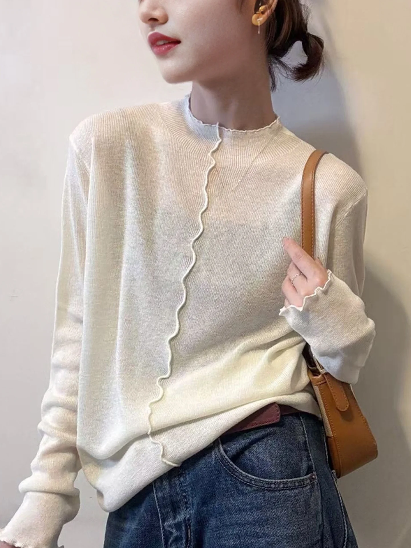 

Skin-friendly Camere Knitwear Long Sve Women's Inner Wear Versatile Basic Sle Commute Faion Winter Top Youthful