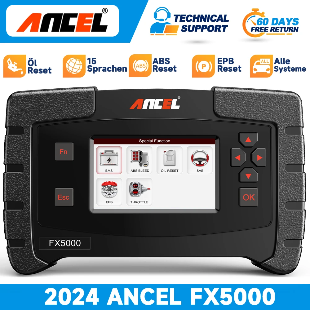 ANCEL FX5000 OBD2 Scanner with All System Automotive Code Reader Vehicle OBDII Diagnostic Scan Tool for Engine ABS SRS Transmiss