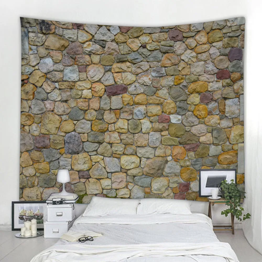 Colored stone wall 3D printing tapestry wall tapiz hippie retro background wall decorative cloth living room wall blanket