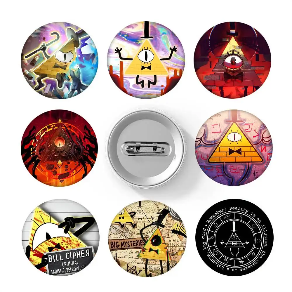 Gravity Falls Bill C-Cipher Round Badge Creative Brooch Clothing Backpack Accessories Lapel Pin