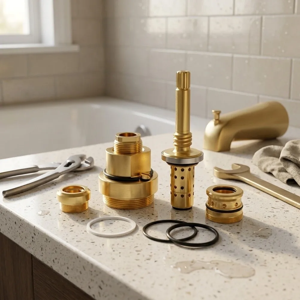 Brass Tub Shower Valve Rebuild for kit for Temptrol Compatibility Includes TA 10 Spindle TA 4 Hot Cold Seats for T 12A Cap and