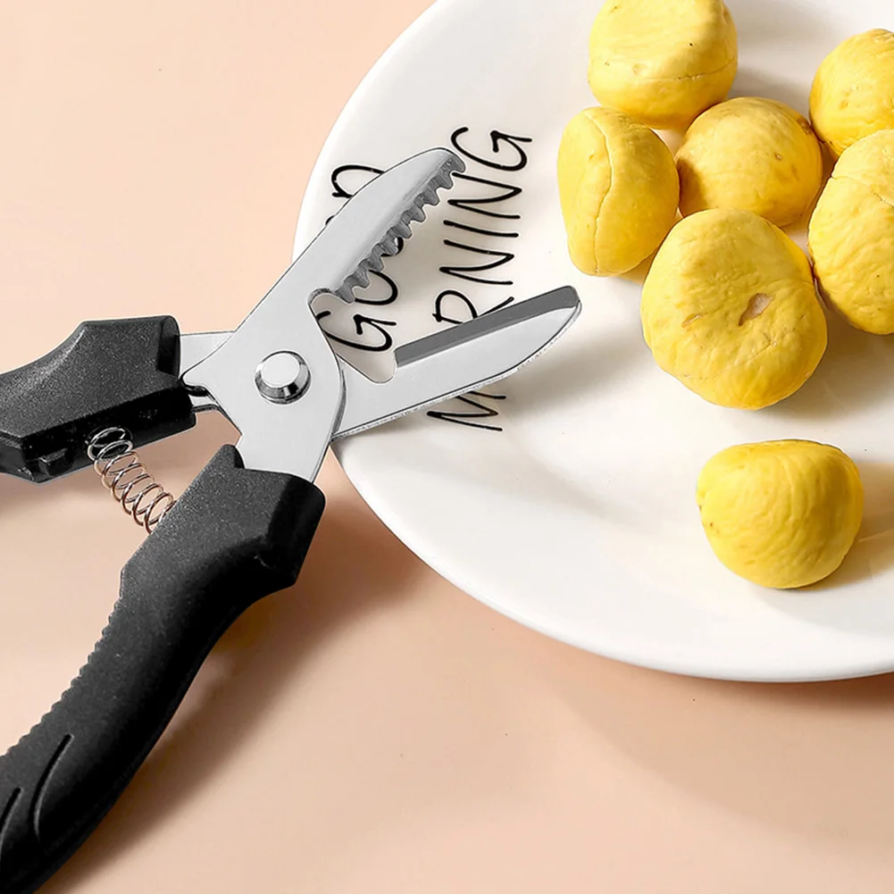 Tijeras para castañas, pelador de castañas de acero inoxidable, herramientas de cocina ergonómicas para quitar la piel de castañas