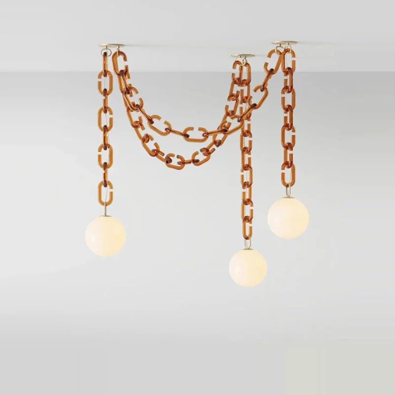 

LED Dimmable Artistic Colorized Chain Chandelier Lighting Lustre Hanging Lamps Suspension Luminaire Lampen For Dinning Room